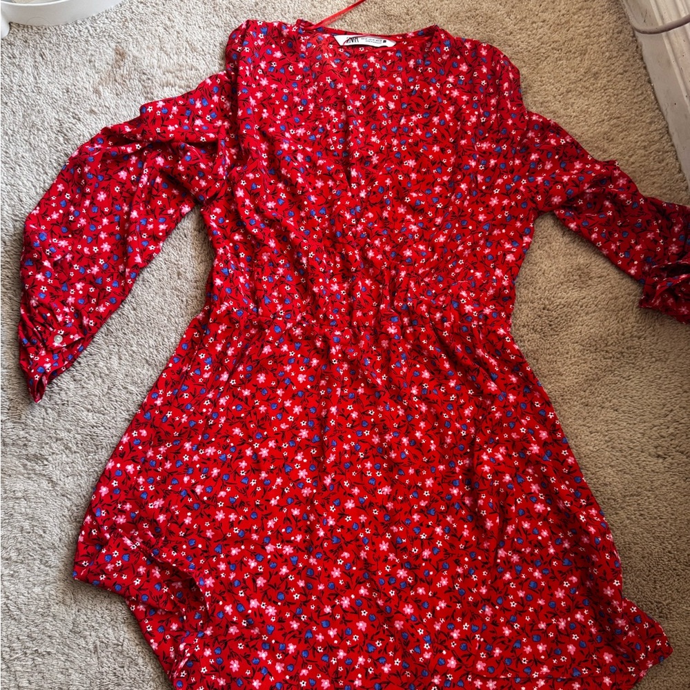 Zara Floral Red Dress